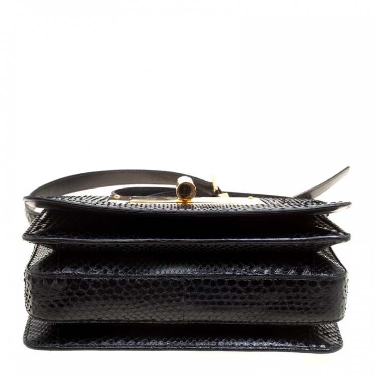Pre Owned Tom Ford Black Snakeskin Medium Natalia Shoulder Bag