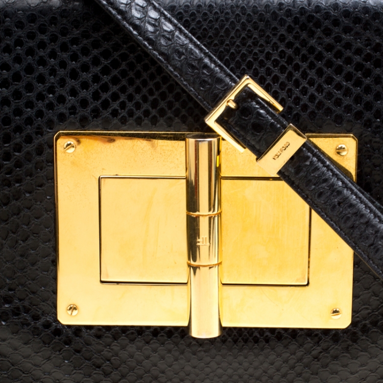 Pre Owned Tom Ford Black Snakeskin Medium Natalia Shoulder Bag