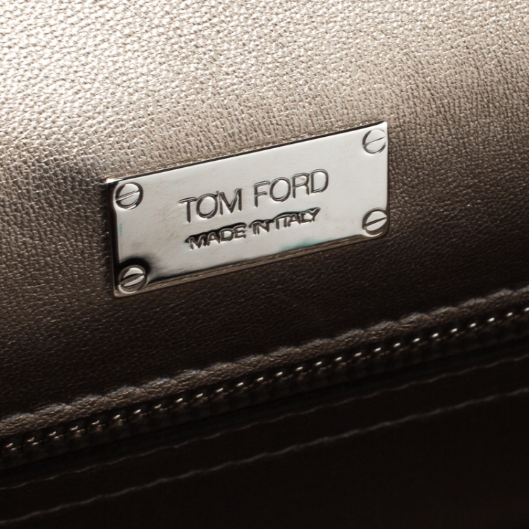 Pre Owned Tom Ford Metallic Light Gold Python Natalia Clutch