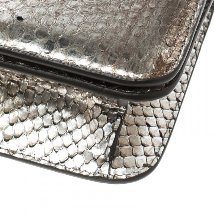 Pre Owned Tom Ford Metallic Light Gold Python Natalia Clutch