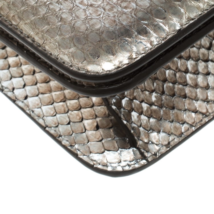 Pre Owned Tom Ford Metallic Light Gold Python Natalia Clutch