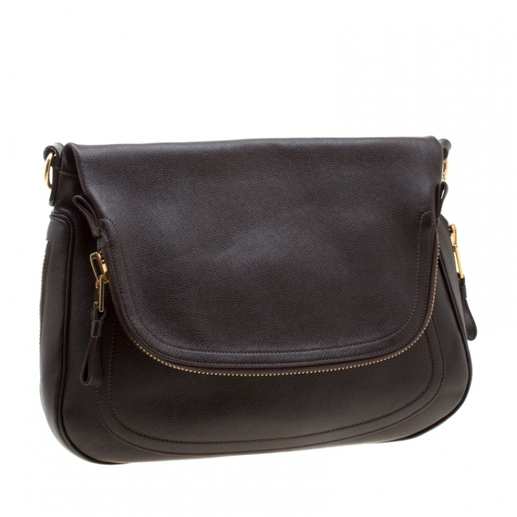 Pre Owned Tom Ford Dark Brown Leather Jennifer Shoulder Bag