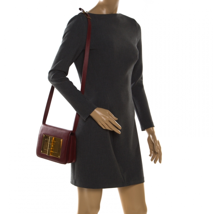 Pre Owned Tom Ford Red Leather Small Natalia Crossbody Bag