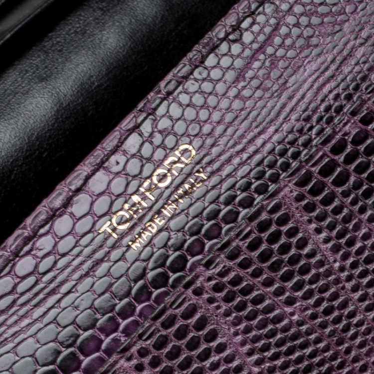 Pre Owned Tom Ford Purple Lizard Continental Wallet