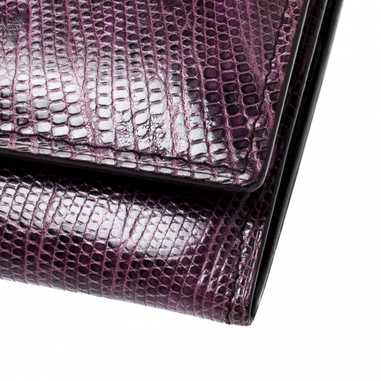 Pre Owned Tom Ford Purple Lizard Continental Wallet