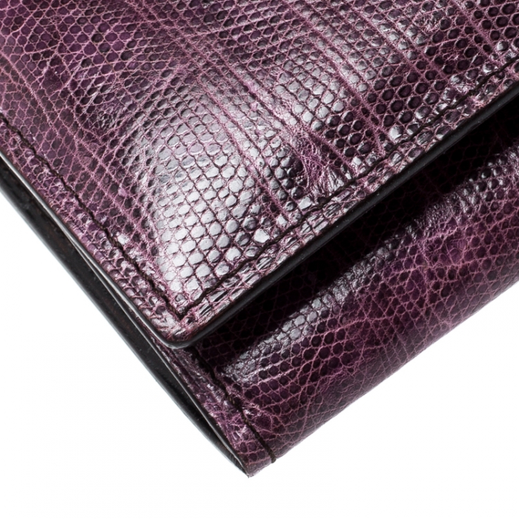 Pre Owned Tom Ford Purple Lizard Continental Wallet