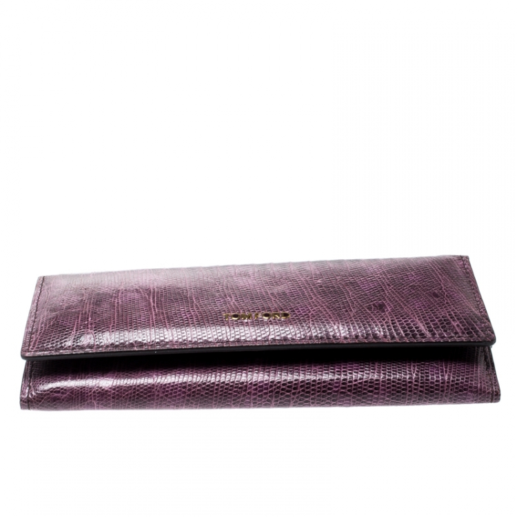 Pre Owned Tom Ford Purple Lizard Continental Wallet