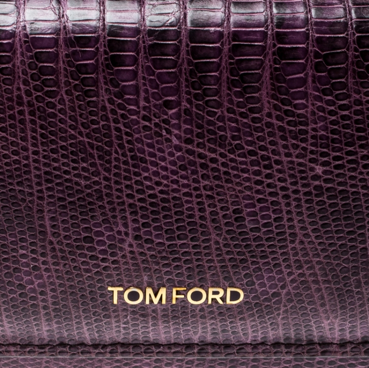 Pre Owned Tom Ford Purple Lizard Continental Wallet