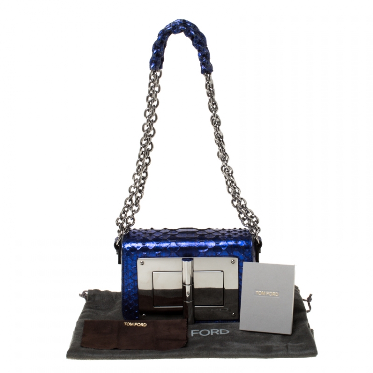 Pre Owned Tom Ford Electric Blue Python Mini Natalia Crossbody Bag
