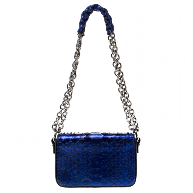 Pre Owned Tom Ford Electric Blue Python Mini Natalia Crossbody Bag
