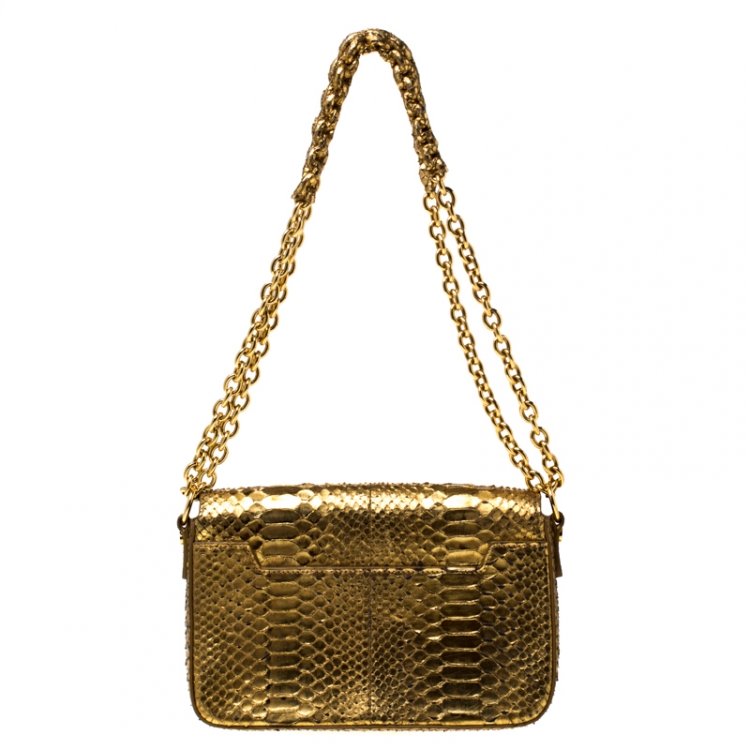 Pre Owned Tom Ford Gold Python Natalia Shoulder Bag