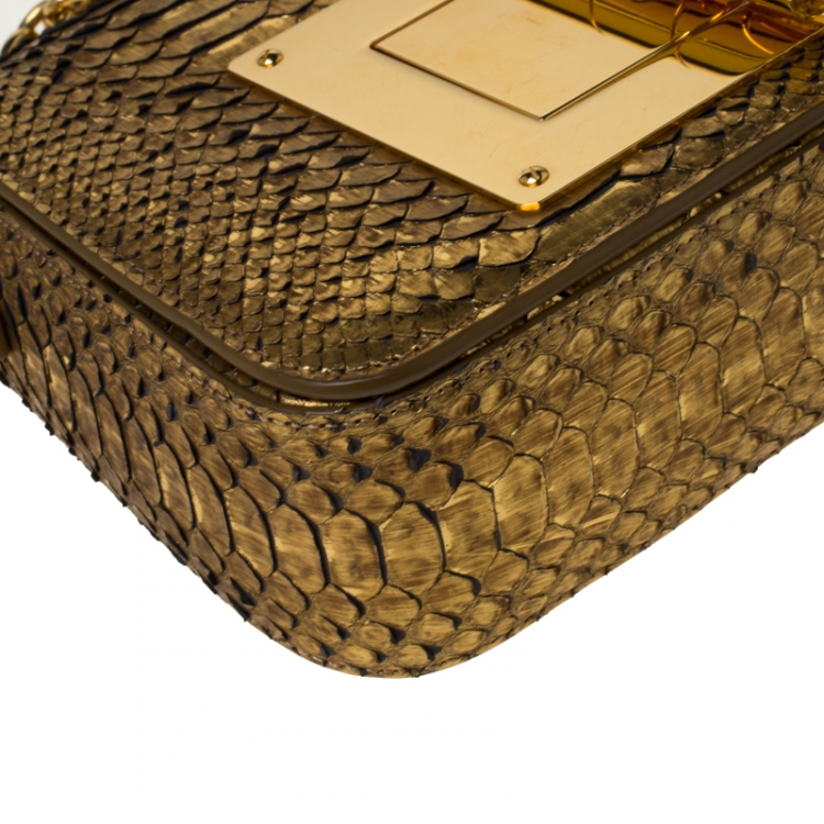 Pre Owned Tom Ford Gold Python Natalia Shoulder Bag