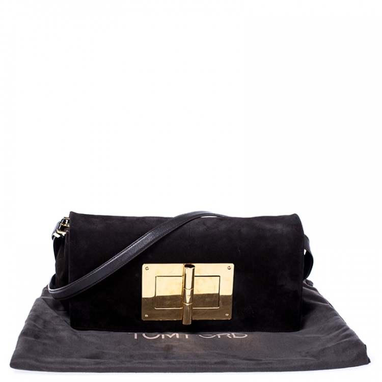 مملوكة مسبقًا Tom Ford Dark Brown Nubuck Leather Natalia Convertible Clutch