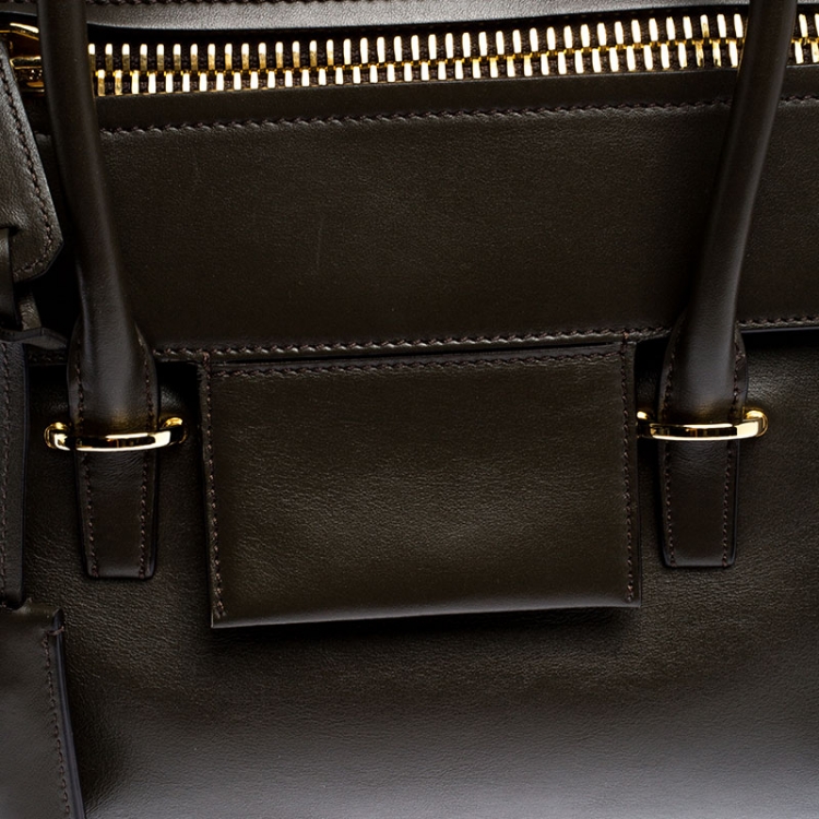 Pre Owned Tom Ford Dark Olive Green Leather TF Icon Satchel 