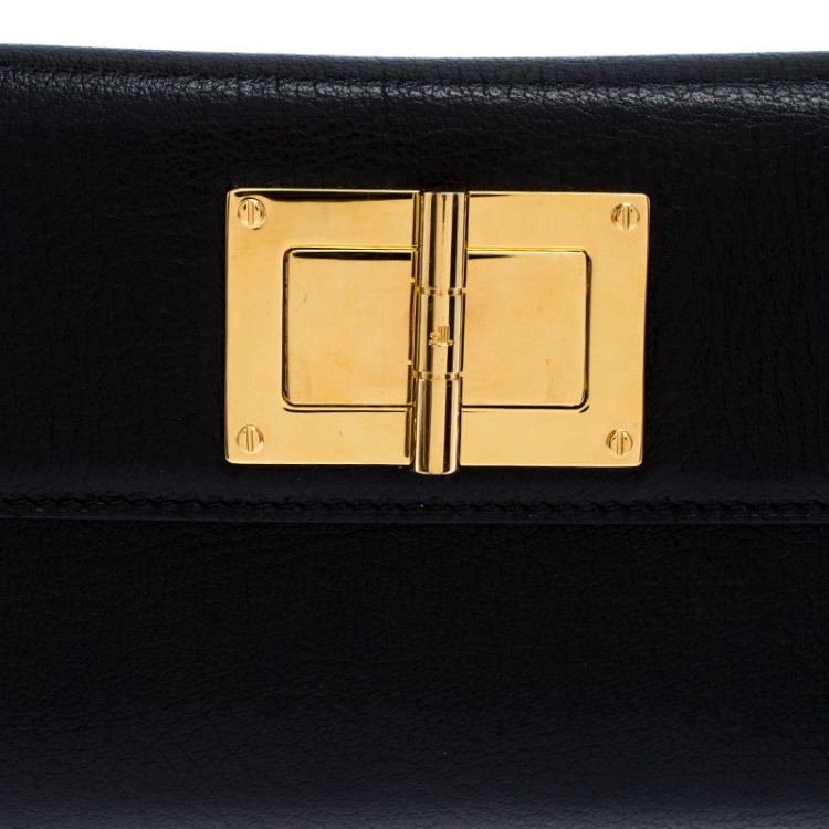 مملوكة مسبقًا Tom Ford Black Leather Natalia French Wallet