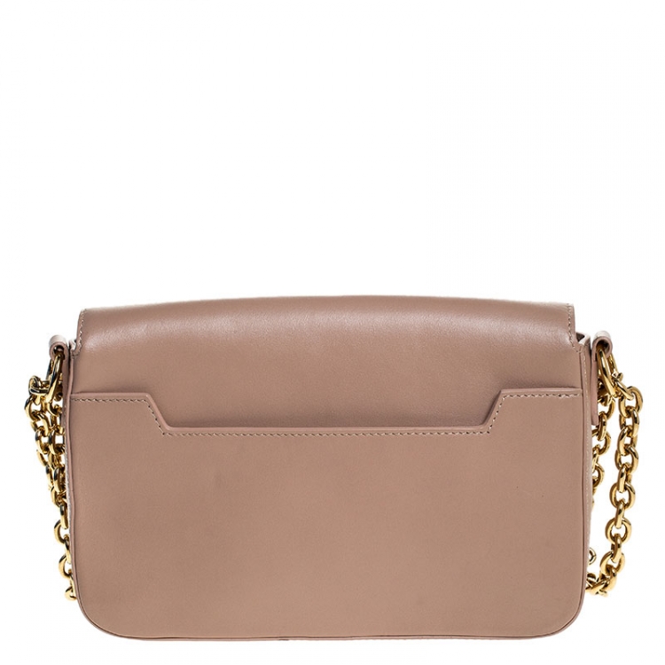 Pre Owned Tom Ford Nude Beige Leather Small Chain Natalia Shoulder Bag