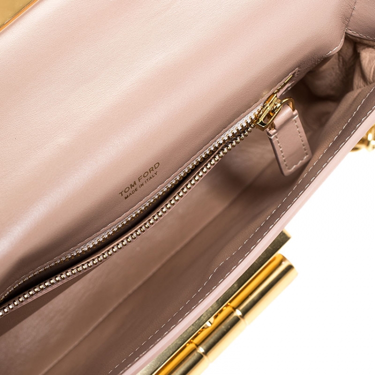 Pre Owned Tom Ford Nude Beige Leather Small Chain Natalia Shoulder Bag