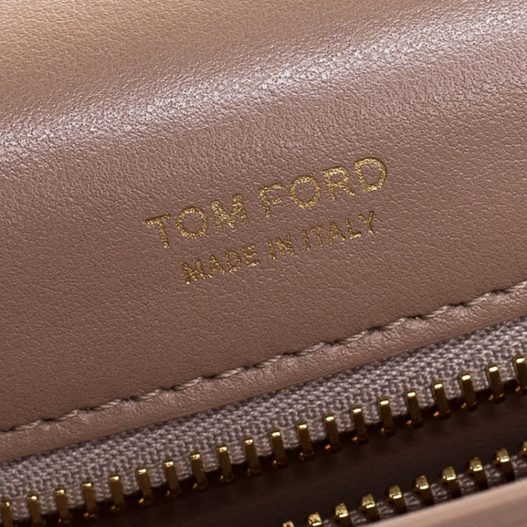 Pre Owned Tom Ford Nude Beige Leather Small Chain Natalia Shoulder Bag