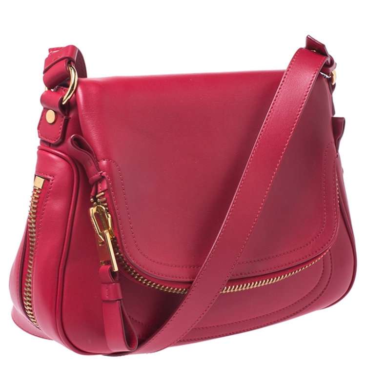 Pre Owned Tom Ford Red Leather Mini Jennifer Shoulder Bag