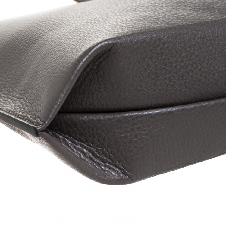 Pre Owned Tom Ford Grey Leather Large Fold Over Alix Bag