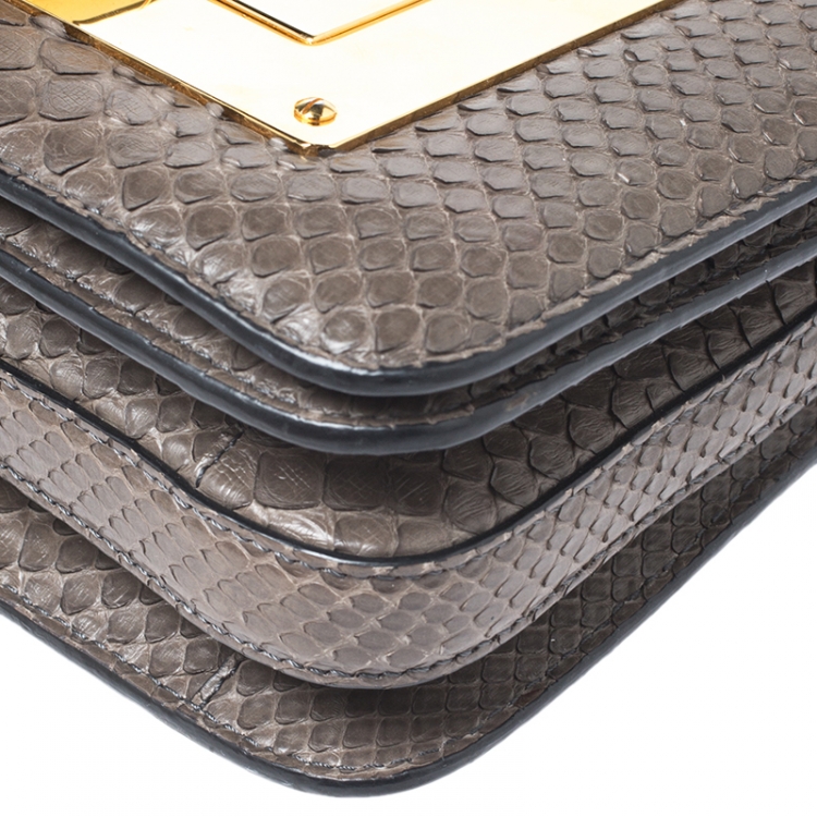 Pre Owned Tom Ford Khaki Python Small Natalia Crossbody Bag