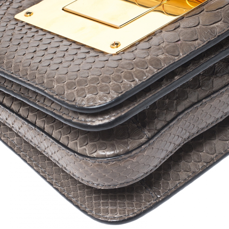 Pre Owned Tom Ford Khaki Python Small Natalia Crossbody Bag