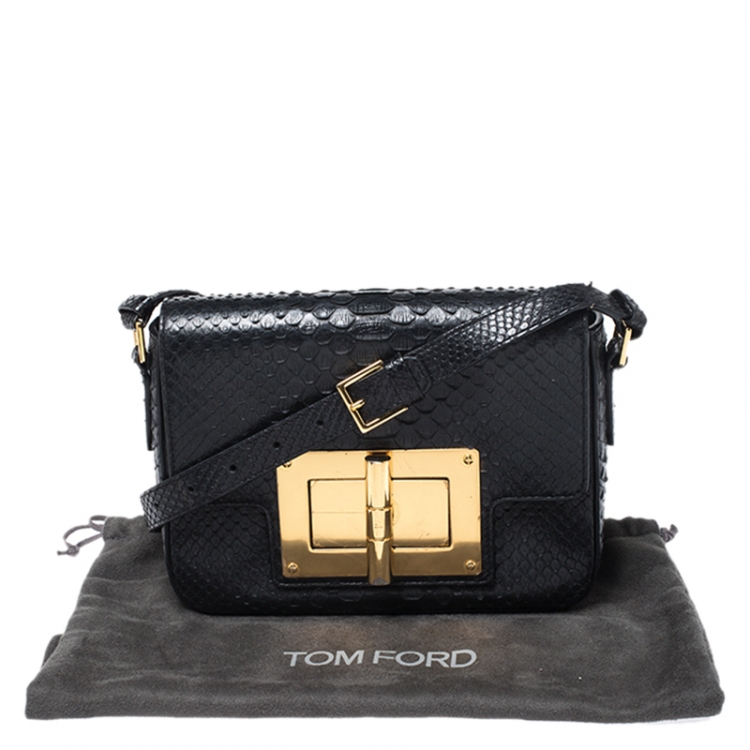 Pre Owned Tom Ford Black Python Small Natalia Crossbody Bag