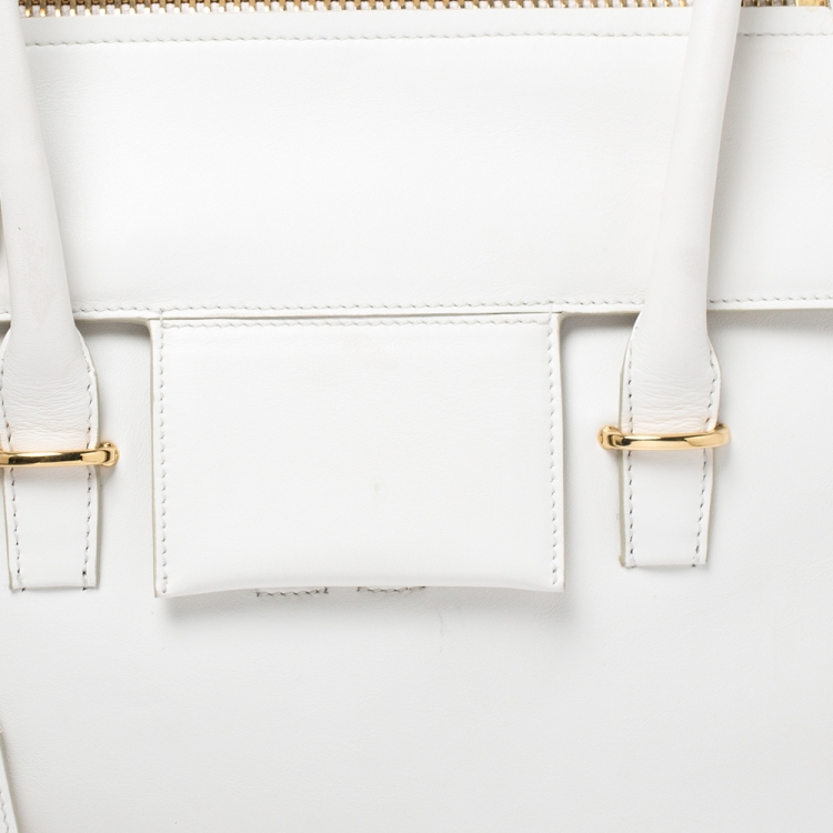 Pre Owned Tom White Leather Large TF Icon Satchel 