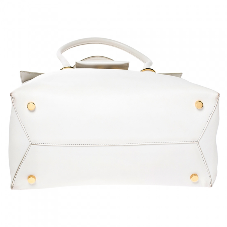Pre Owned Tom White Leather Large TF Icon Satchel 
