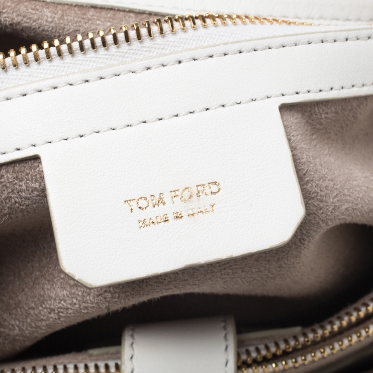 Pre Owned Tom White Leather Large TF Icon Satchel 