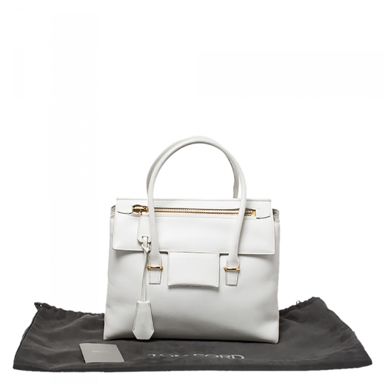 Pre Owned Tom White Leather Large TF Icon Satchel 