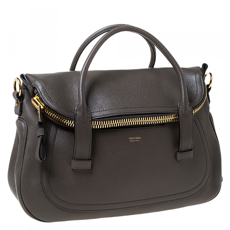 Pre Owned Tom Ford Taupe Leather Jennifer Warm Satchel  