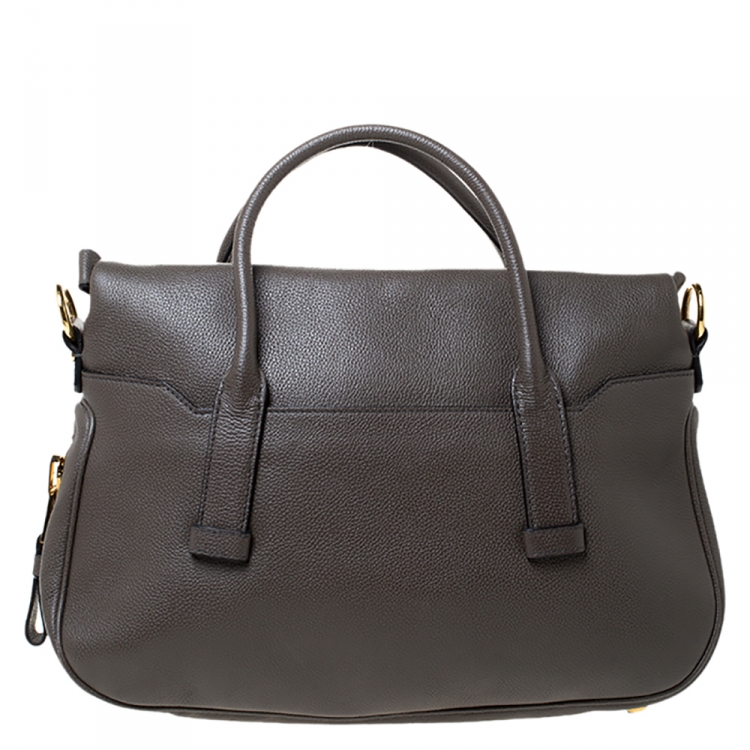 Pre Owned Tom Ford Taupe Leather Jennifer Warm Satchel  