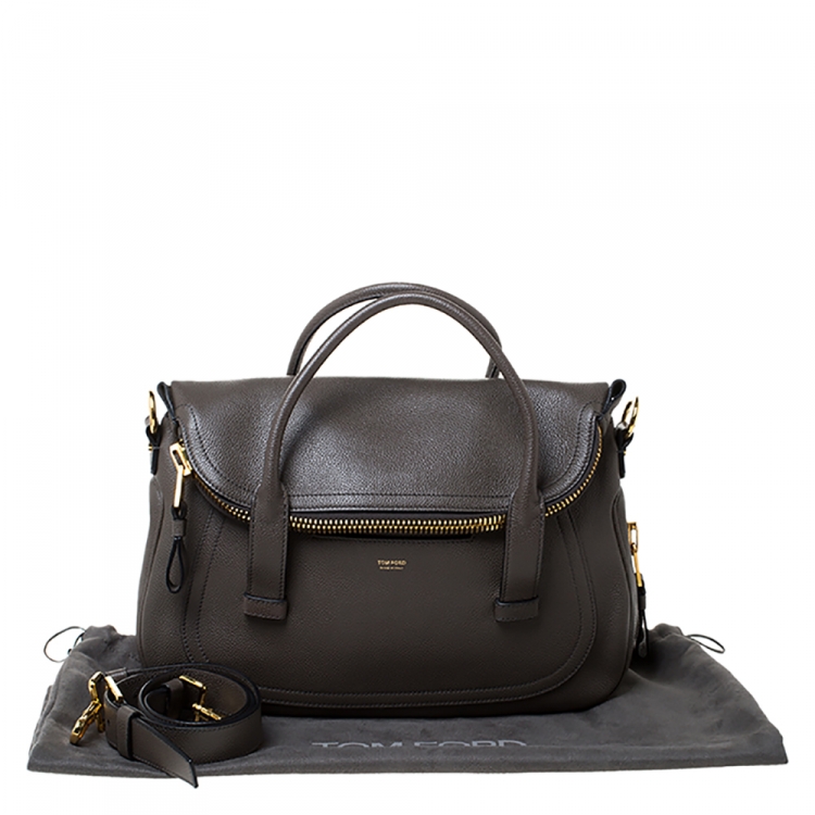 Pre Owned Tom Ford Taupe Leather Jennifer Warm Satchel  