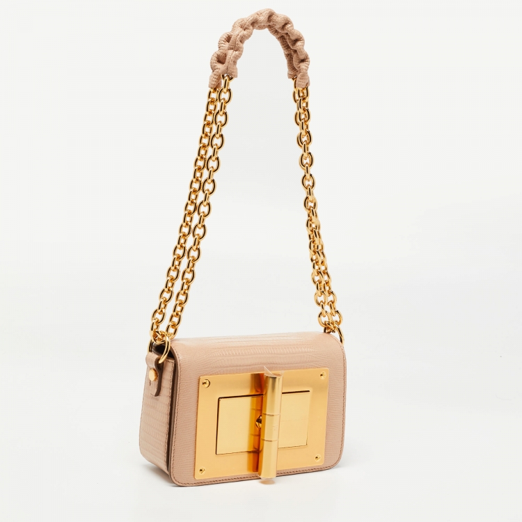 Pre Owned Tom Ford Beige Lizard Small Natalia Shoulder Bag