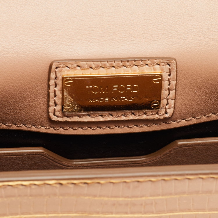 Pre Owned Tom Ford Beige Lizard Small Natalia Shoulder Bag