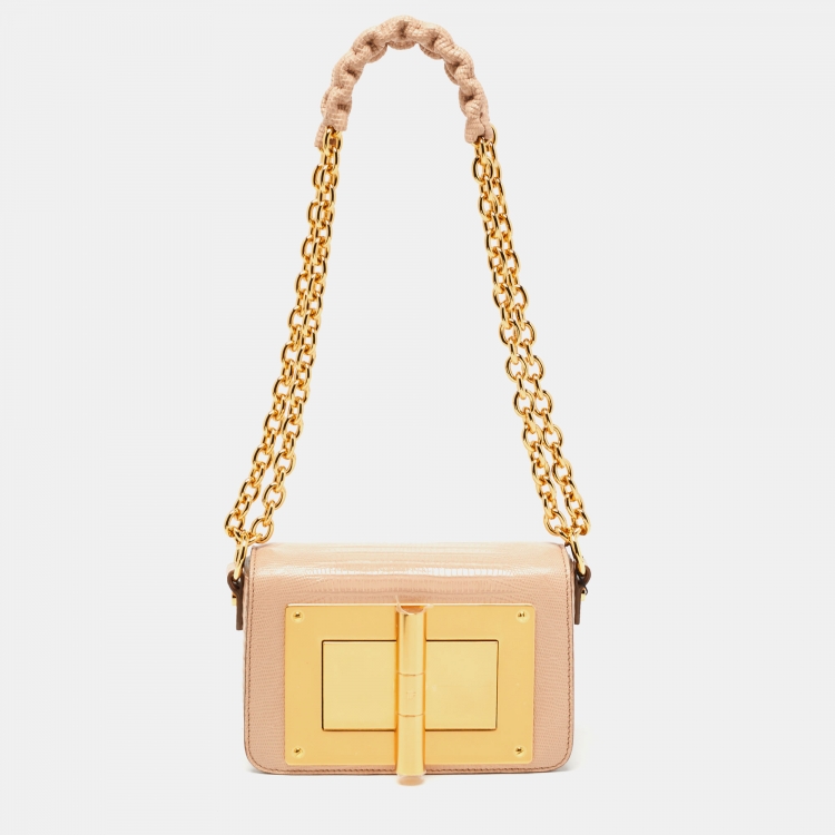 Pre Owned Tom Ford Beige Lizard Small Natalia Shoulder Bag