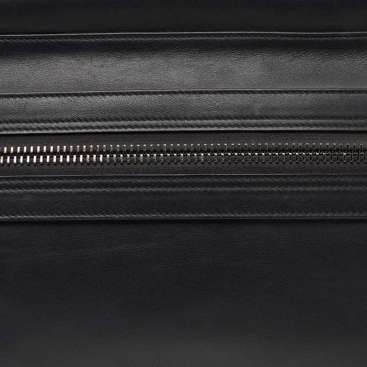 Pre Owned Tom Ford Dark Grey Leather Zip Detail Clutch