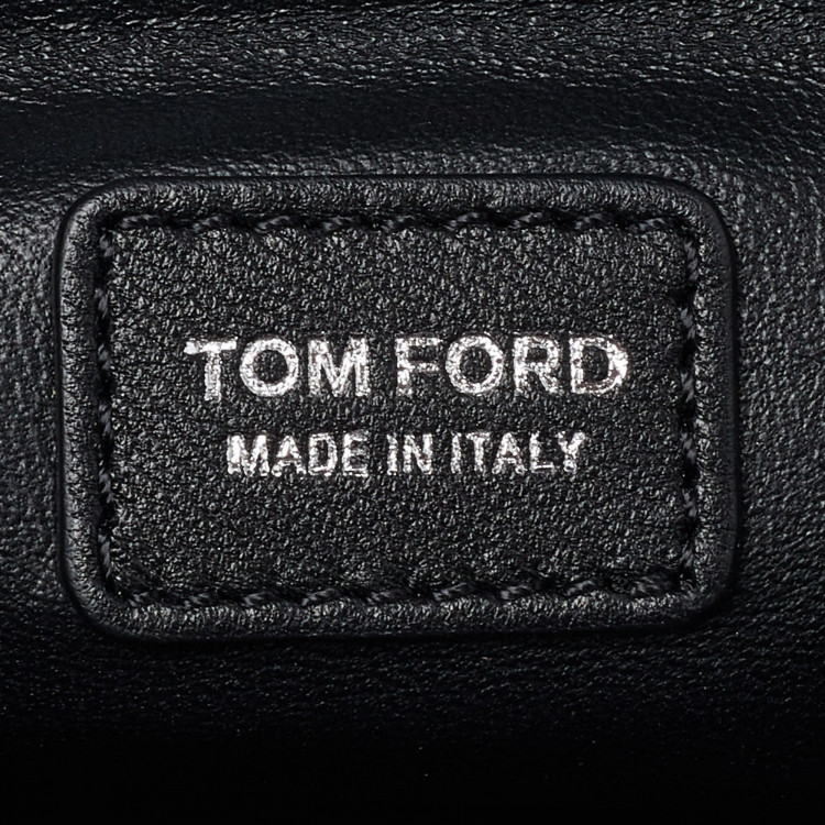 Pre Owned Tom Ford Dark Grey Leather Zip Detail Clutch