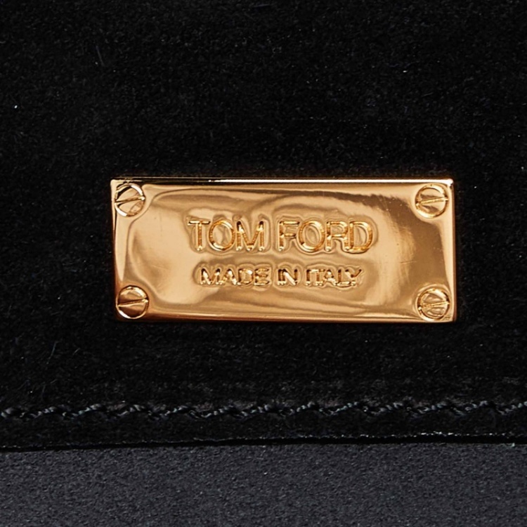 Pre Owned Tom Ford Black Patent Leather Alix Fold Over Oversize Clutch