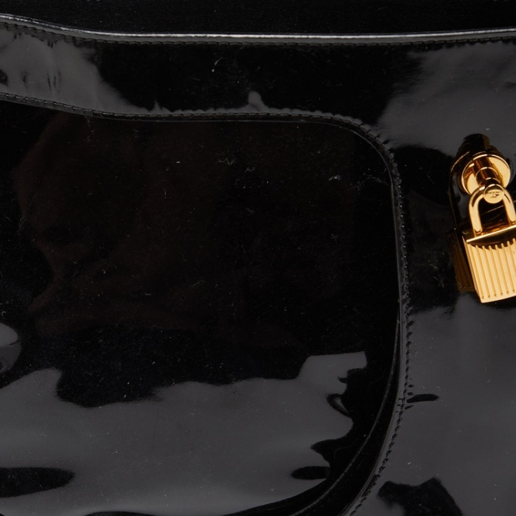 Pre Owned Tom Ford Black Patent Leather Alix Fold Over Oversize Clutch