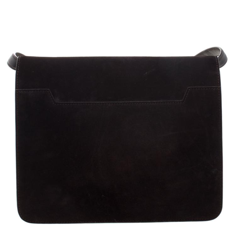 Pre Owned Tom Ford Dark Brown Suede Medium Natalia Shoulder Bag