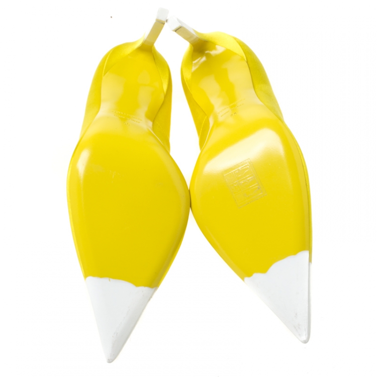 Pre Owned Tom Ford Yellow Ombre Satin Frayed Pointed Toe Pumps Size 38