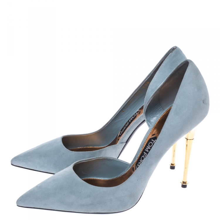 Pre Owned Tom Ford Grey Suede D’orsay Pointed Toe Pumps Size 39.5