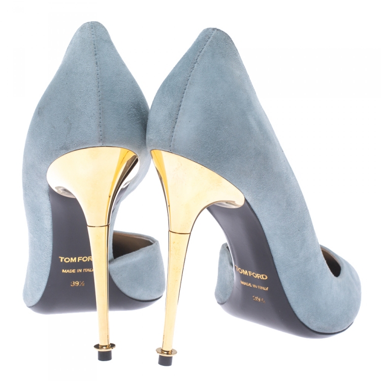 Pre Owned Tom Ford Grey Suede D’orsay Pointed Toe Pumps Size 39.5