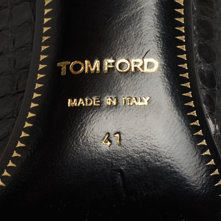 Pre Owned Tom Ford Black Python Padlock Ankle Strap Pumps Size 41