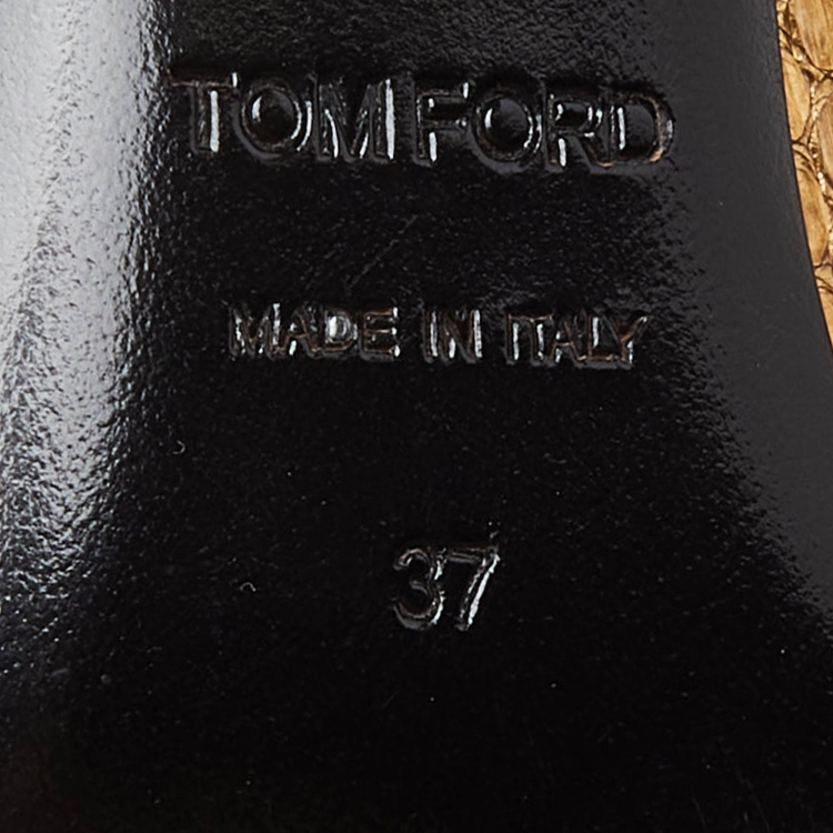 Pre Owned Tom Ford Gold Python Zipper Detail Pumps Size 37