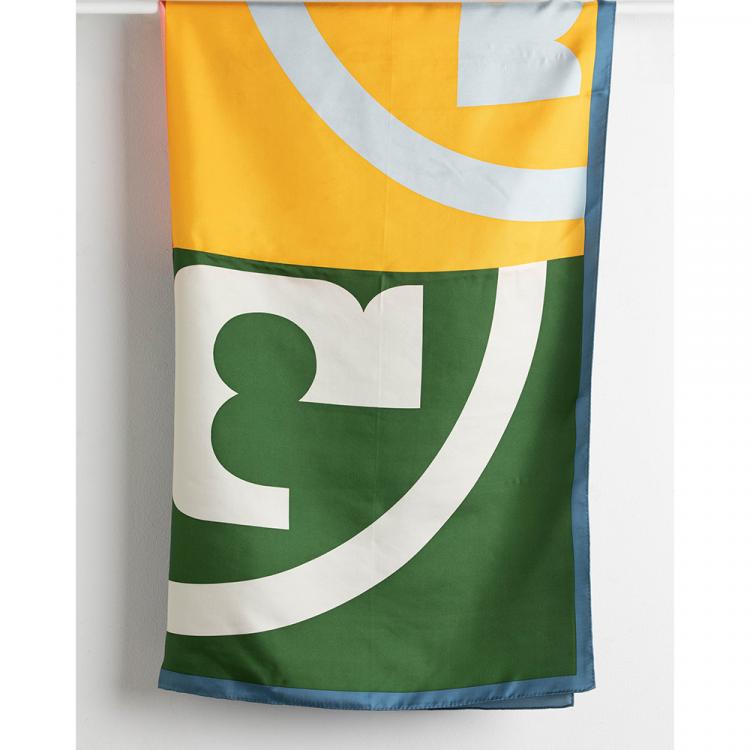 Tory Burch Multicolor Color-Block Logo Silk Square Scarf Tory Burch | TLC