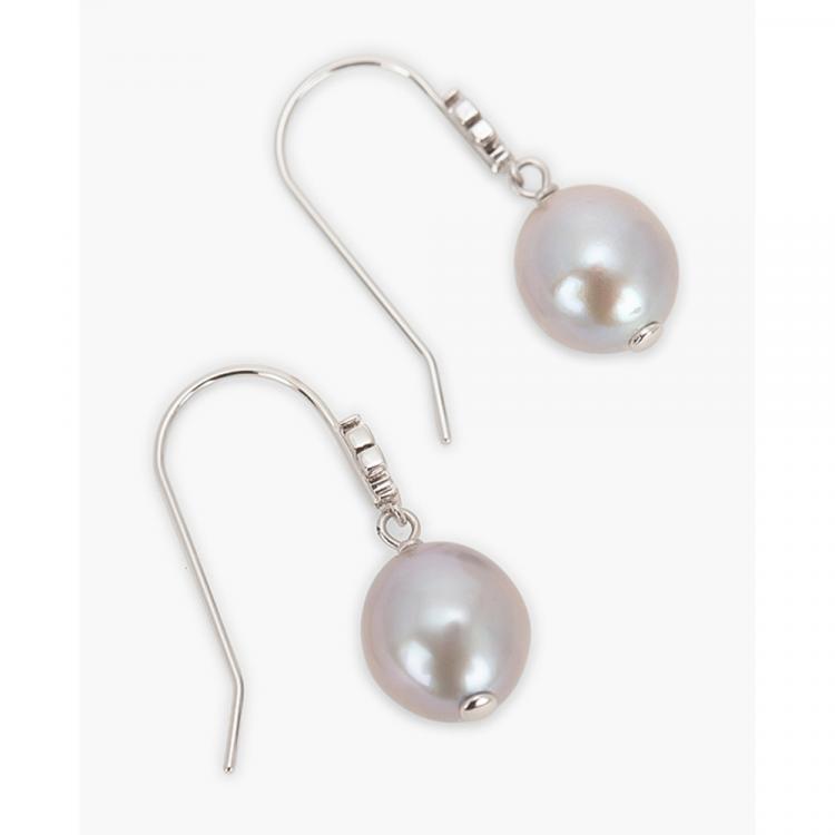 Pre Owned Tory Burch Grey Pearl Drop Earrings