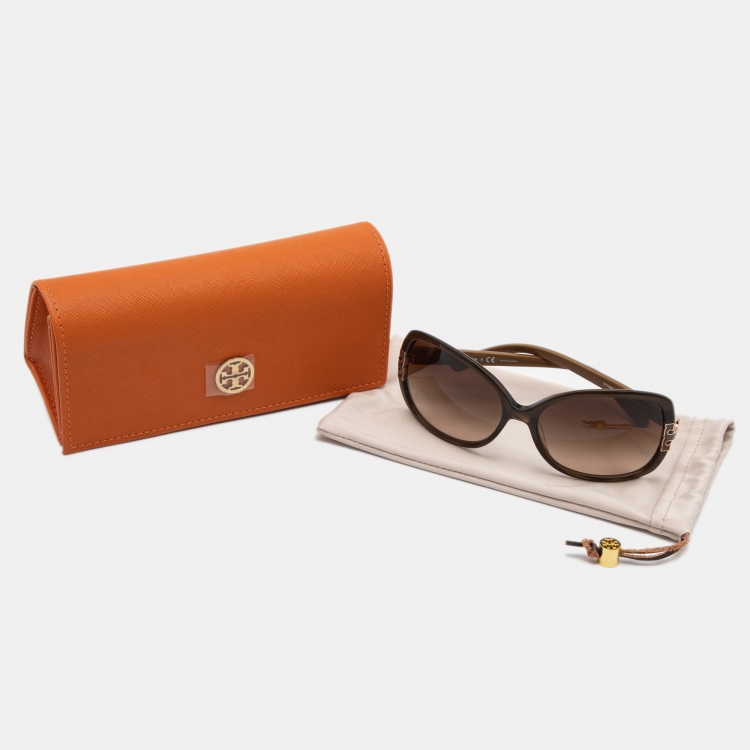 Pre Owned Tory Burch Olive Green TY7022 Butterfly Sunglasses